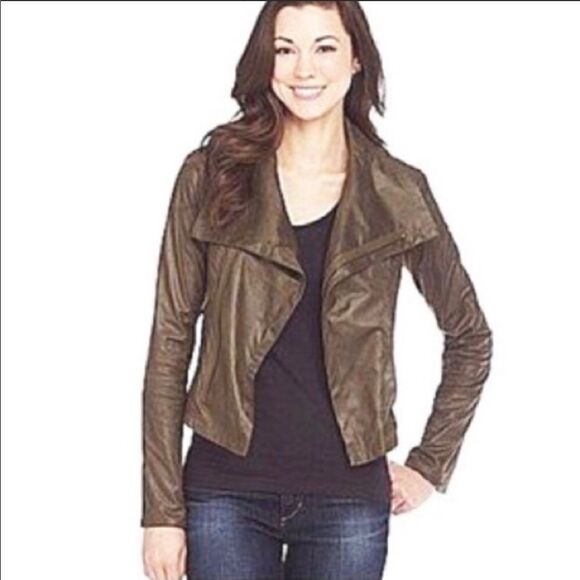 LOVEMARKS Olive Green Quilted Moto Jacket - Picture 1 of 8